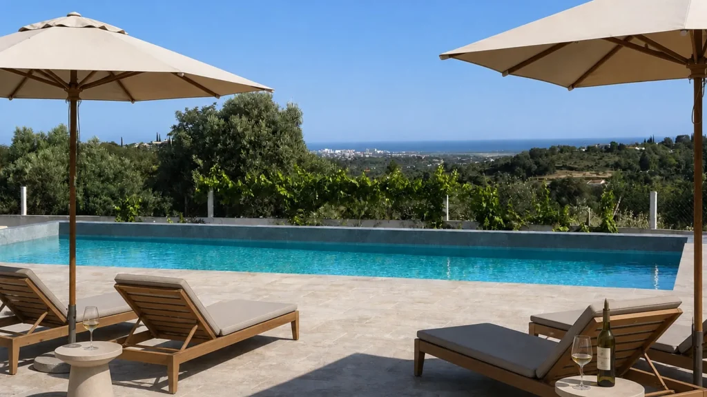 Swimming pool with views of the countryside at Quinta de Verde, holiday accommodation in the Algarve
