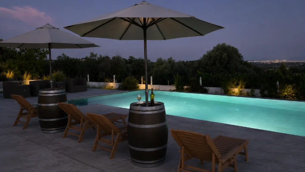 Verlicht zwembad bij avond bij Quinta de Verde in de Algarve